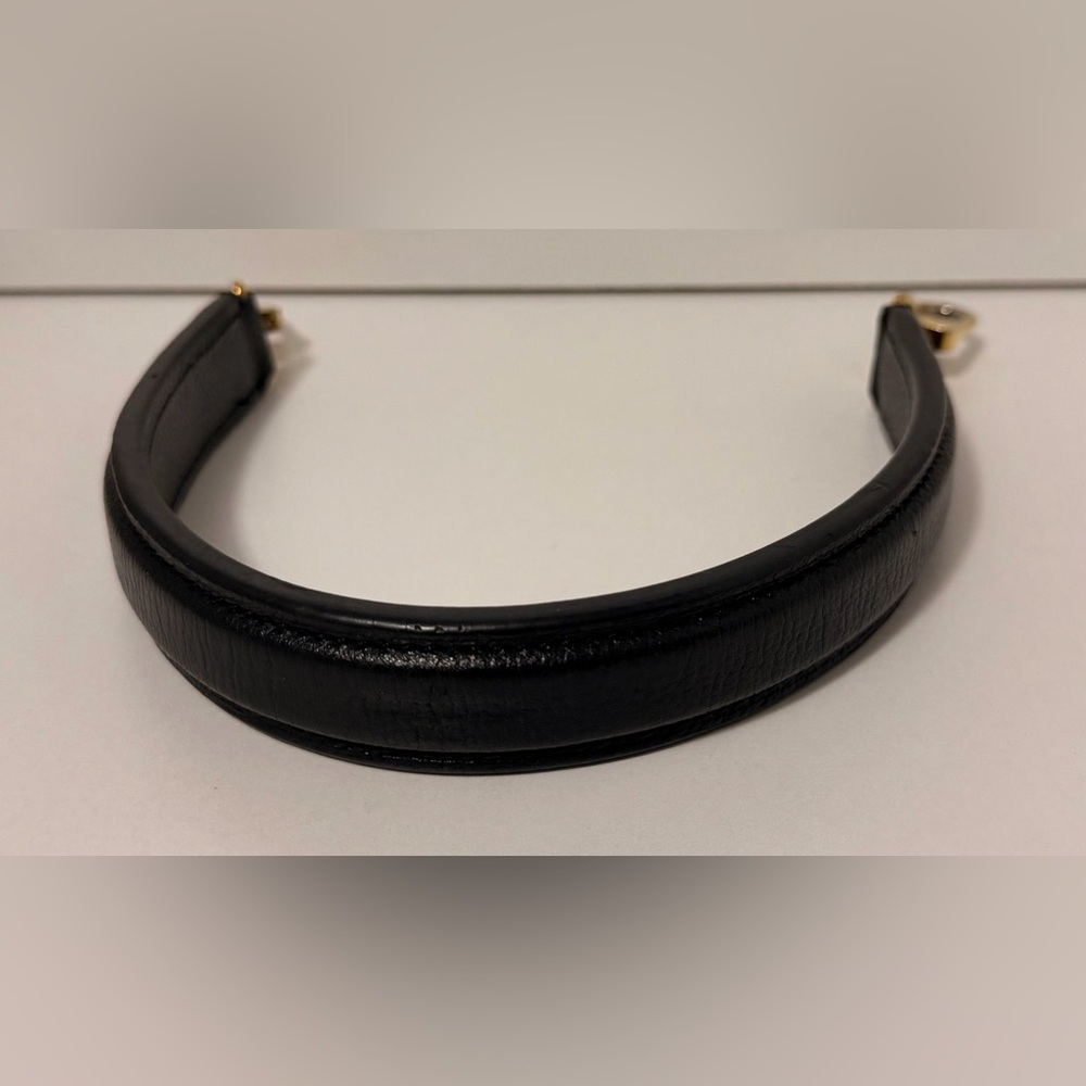 Authentic Louis Vuitton Black Leather Short Handle / Strap – Gold Hardware